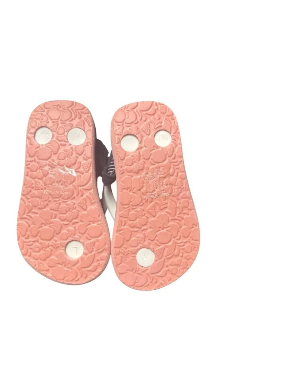 Roxy Kids Flip Flops Size 5 Floral Black Pink Green Summer Beach Sandals